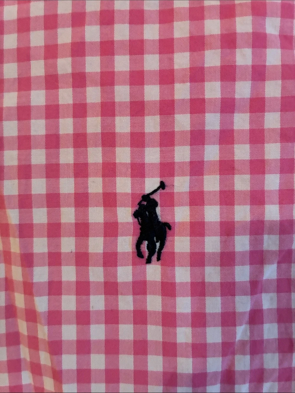 Ralph Lauren Kids pink & white gingham plaid cotton button down shirt Sz L 14-16